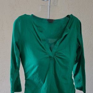 Theory True Green Soft Peru Cotton Knit Top S,(XS)  New